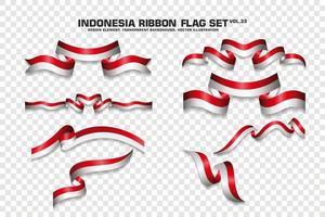 set di bandiere a nastro indonesiano, design dell'elemento, stile 3d. illustrazione vettoriale