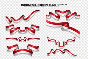 set di bandiere a nastro indonesiano, design dell'elemento, stile 3d. illustrazione vettoriale