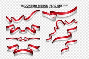 set di bandiere a nastro indonesiano, design dell'elemento, stile 3d. illustrazione vettoriale