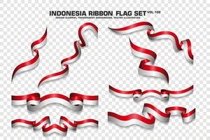 set di bandiere a nastro indonesiano, design dell'elemento, stile 3d. illustrazione vettoriale