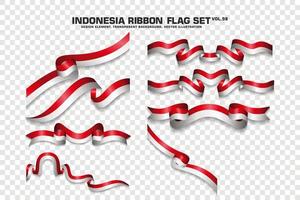 set di bandiere a nastro indonesiano, design dell'elemento, stile 3d. illustrazione vettoriale