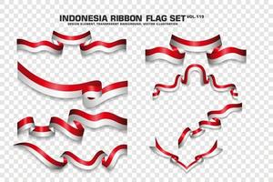 set di bandiere a nastro indonesiano, design dell'elemento, stile 3d. illustrazione vettoriale