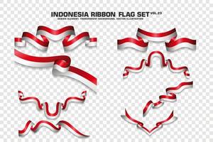 set di bandiere a nastro indonesiano, design dell'elemento, stile 3d. illustrazione vettoriale