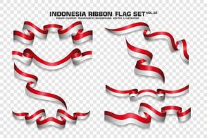 set di bandiere a nastro indonesiano, design dell'elemento, stile 3d. illustrazione vettoriale