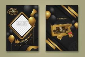 modello di poster di Natale di lusso con oro lucido e sfondo texture. illustrazione vettoriale