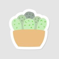 simpatico adesivo estetico mini cactus. illustrazione isolata. stile piatto. vettore