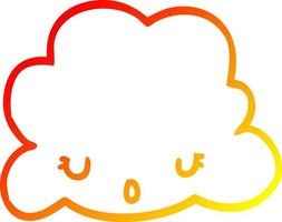 caldo gradiente di disegno nuvola simpatico cartone animato vettore