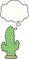 cartone animato cactus e bolla di pensiero vettore