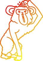 caldo gradiente disegno cartone animato scimpanzé che graffia la testa vettore
