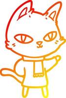 caldo gradiente di disegno del gatto del fumetto che fissa vettore