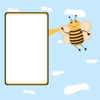 carino ape che tiene segno, adorabile insetto volante personaggio cartone animato illustrazione vettoriale