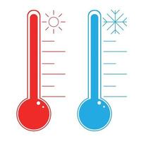 icona del termometro freddo e caldo. congelamento temperatura vettore tempo caldo freddo indicatore. termometri meteorologici che misurano il caldo e il freddo. illustrazione vettoriale
