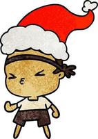 cartone animato con texture natalizia di kawaii boy vettore