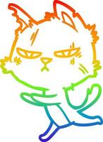 arcobaleno gradiente linea disegno duro cartone animato gatto in esecuzione vettore