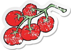 adesivo in difficoltà retrò di pomodori sull'illustrazione della vite vettore