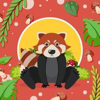 simpatico panda rosso in stile cartone animato piatto vettore