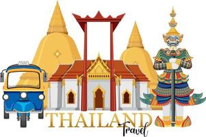 bandiera del logo dei punti di riferimento di bangkok thailandia vettore
