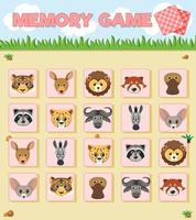 gioco di carte di memoria animali vettore