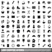 100 icone di caffè impostate, stile semplice vettore