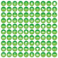 100 icone di logistica e consegna hanno impostato il cerchio verde vettore
