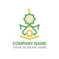 modello di logo della moschea logo moderno dell'università islamica vettore