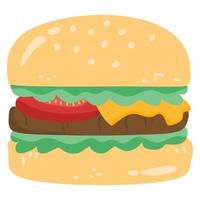 illustrazione disegnata a mano di doodle di hamburger grande vettore