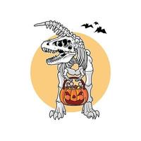 disegno di illustrazione vettoriale di scheletro helloween saurus