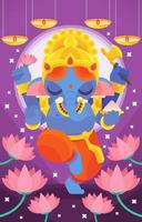 il signore Ganesh balla nel giardino di loto vettore