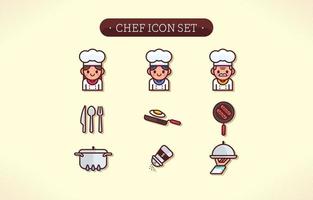 set di icone carino chef vettore