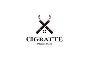 sigaretta piatta industria fabbrica logo design grafico vettoriale simbolo icona illustrazione idea creativa