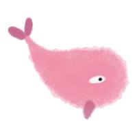 pesce balena vettoriale dipinto in acquerello rosa con pinna viola. illustrazione astratta del mondo sottomarino disegnato a mano.