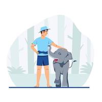 concetto di carattere del guardiano dell'elefante mahout vettore
