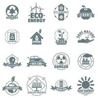 ecologia logo set di icone, stile semplice vettore