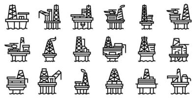 set di icone di perforazione marittima, struttura di stile vettore