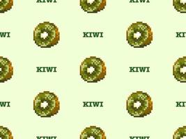 modello senza cuciture del personaggio dei cartoni animati del kiwi su fondo verde. stile pixel vettore