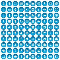 100 calorie icone impostate in blu vettore