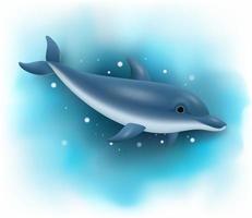 cartone animato delfino che nuota nell'oceano vettore