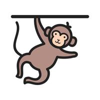 icona della linea piena che esegue la scimmia vettore