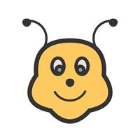 icona della linea riempita con la faccia dell'ape vettore