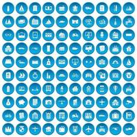 100 icone di proprietà impostate in blu vettore