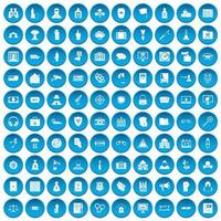 100 icone del crimine impostate in blu vettore