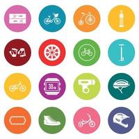 icone in bicicletta molti colori impostati vettore