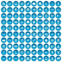 100 icone di vittoria impostate in blu vettore