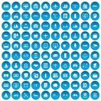 100 icone di proprietà private impostate in blu vettore