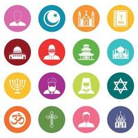 icone di simboli religiosi molti colori impostati vettore