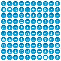 100 icone di ingegneria impostate in blu vettore