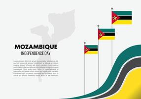 manifesto della bandiera del fondo del giorno dell'indipendenza del mozambico per la celebrazione nazionale il 25 giugno. vettore