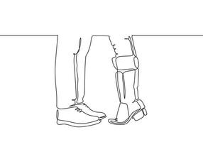 disegno continuo di una linea di coppia gambe simbolo del bacio. metafora del momento romantico vettore