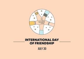 poster banner sfondo giornata internazionale dell'amicizia con 5 mani di diversità isolate su sfondo rosa. vettore