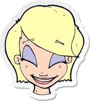 adesivo di un bel volto femminile cartone animato vettore